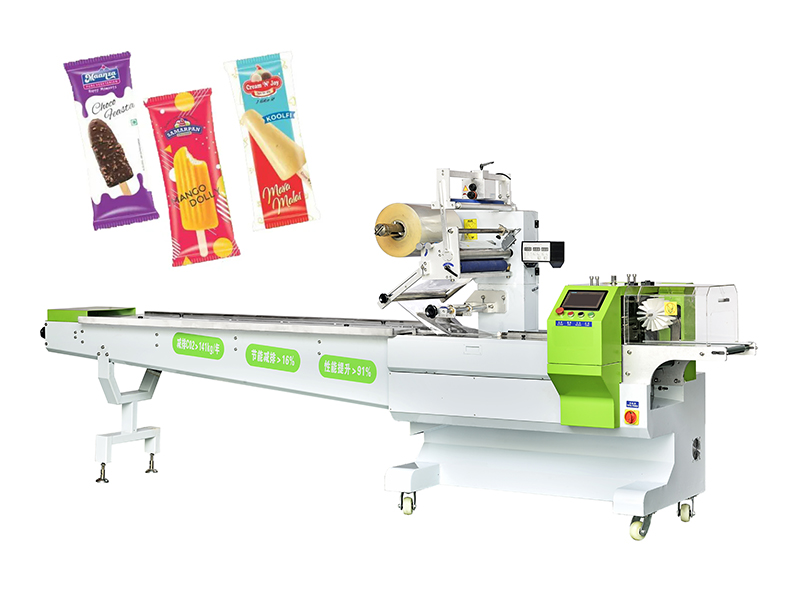 Embolsadora flow pack de paletas de hielo